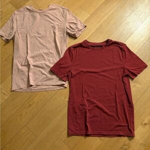 2 mens Express Moisture Wick Cotton Tshirts medium Pink / Red Crew Neck